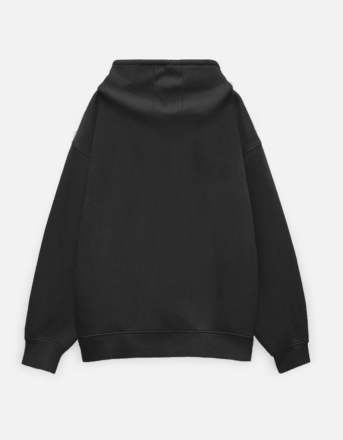 Solid Oversized Hoodie - Black - back view
