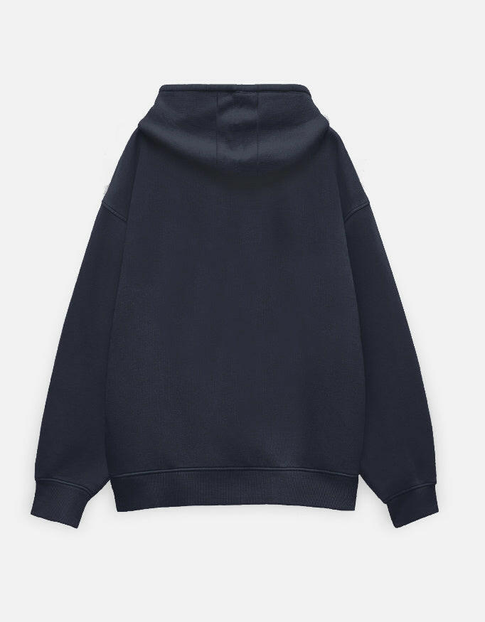 Solid Oversized Hoodie - Navy Blue - back view