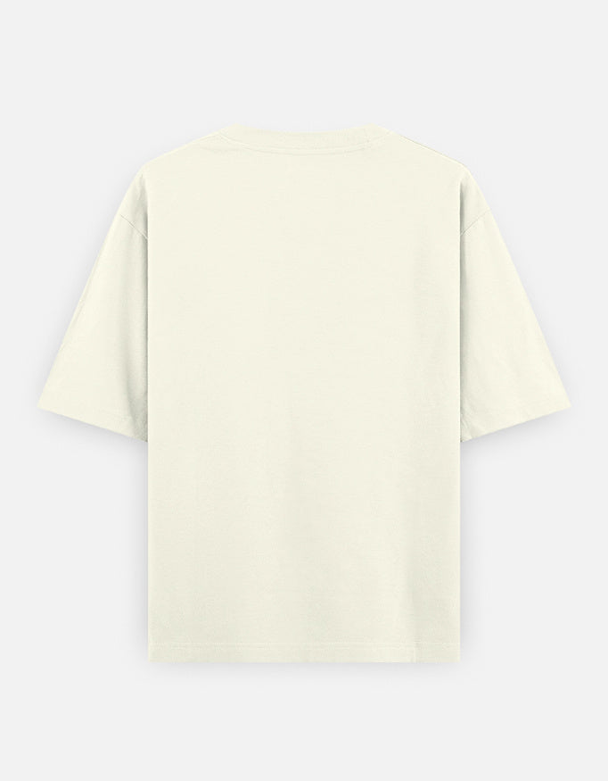 Noir & Lin Offline Club Oversized Graphic Tee in Off White - back view