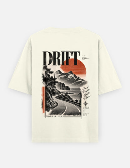 Noir & Lin DRIFT Oversized Graphic Tee in Off White - back view