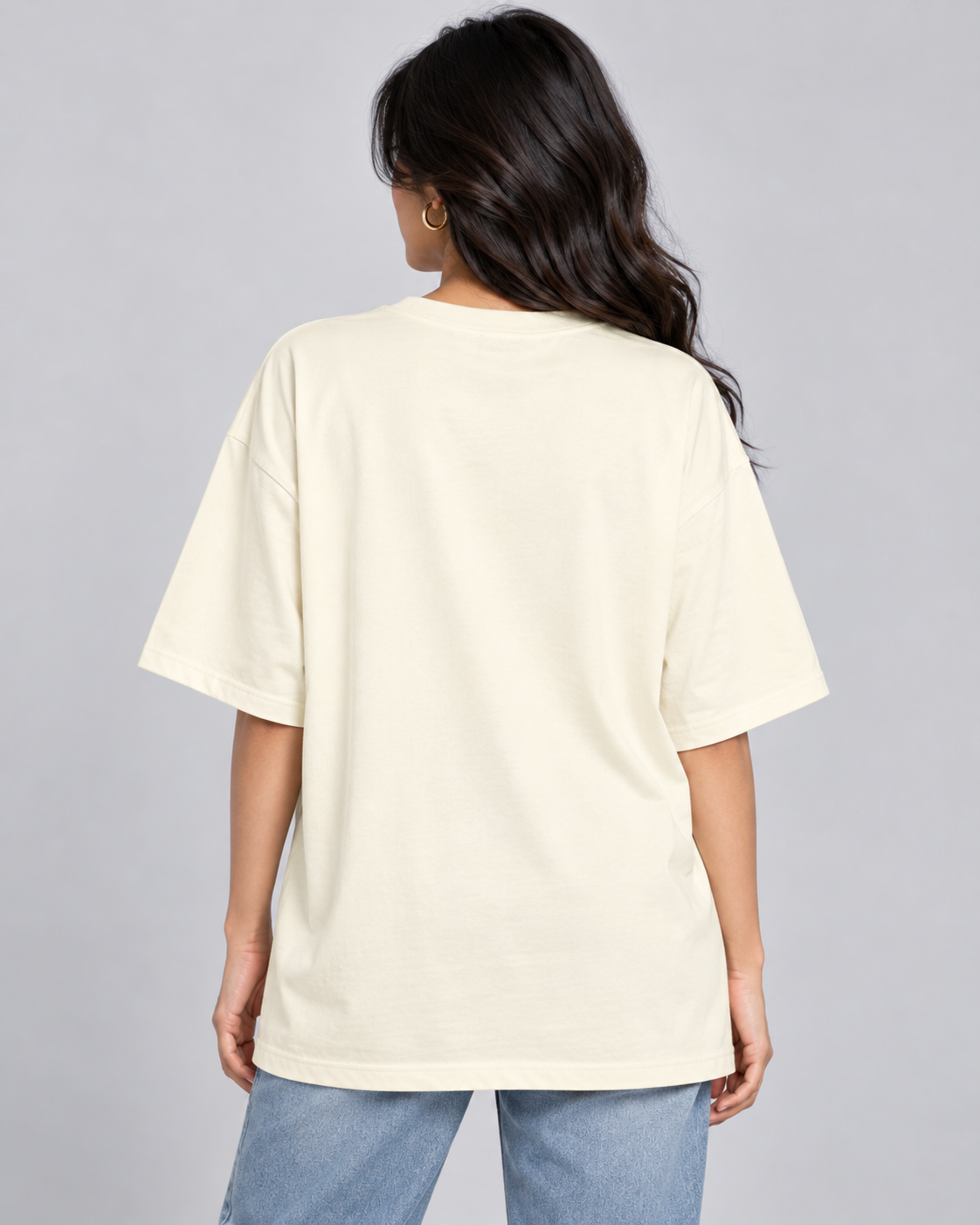 Quiet Drift Lighthouse off-white oversized graphic t-shirt, lifestyle model image 3
