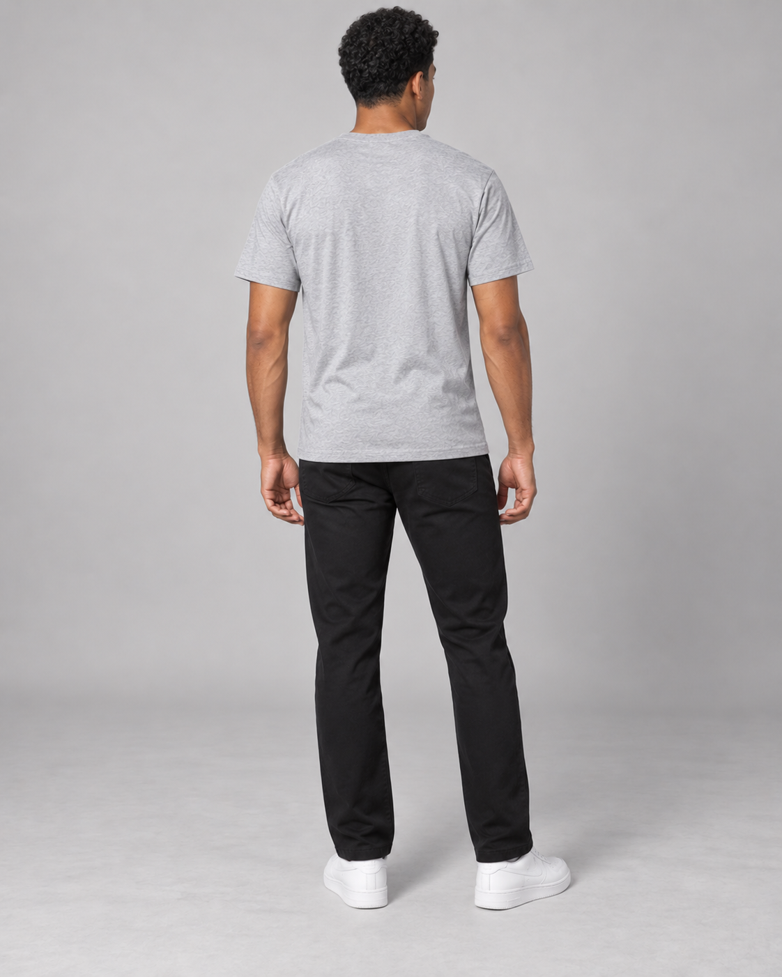 Noir & Lin Quiet Motion Graphic T-Shirt in Grey Melange - lifestyle mockup