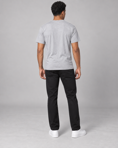 Noir & Lin Quiet Motion Graphic T-Shirt in Grey Melange - lifestyle mockup