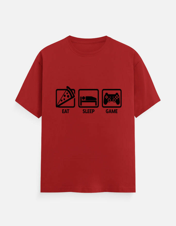 Eat Sleep Game Repeat Tee – Noir & Lin India Red