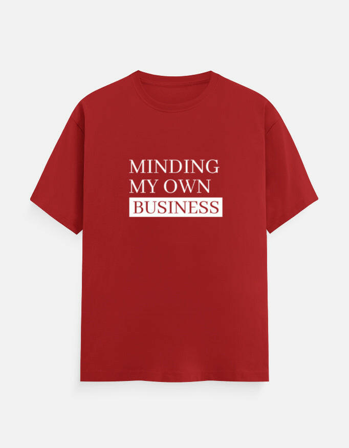 Minding My Own Business Tee – Unisex Regular Fit – Noir & Lin India Red