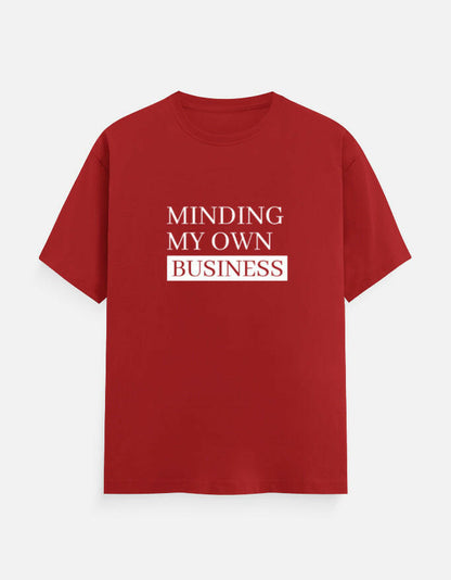 Minding My Own Business Tee – Unisex Regular Fit – Noir & Lin India Red
