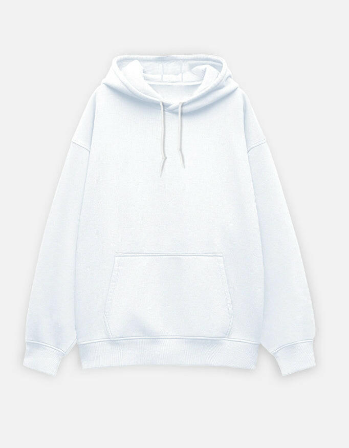White unisex oversized hoodie, 400 GSM heavyweight cotton fleece | Noir & Lin