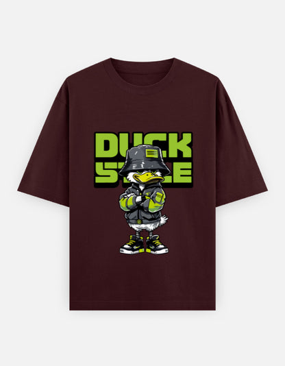 Duck Style Oversized Heavyweight T-Shirt – Noir & Lin India Maroon