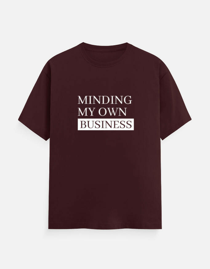 Minding My Own Business Tee – Unisex Regular Fit – Noir & Lin India Maroon