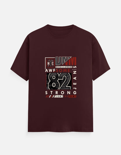 NYC 82 Strong Graphic T‑Shirt – Noir & Lin India Maroon