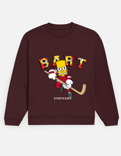 Bart Hockey – Simpsons Graphic Sweatshirt – Noir & Lin India Maroon