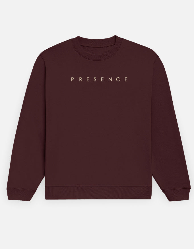 Noir & Lin PRESENCE crewneck sweatshirt in Maroon, front view
