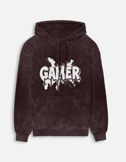 Gamer Acid Washed Hoodie – Noir & Lin India Maroon