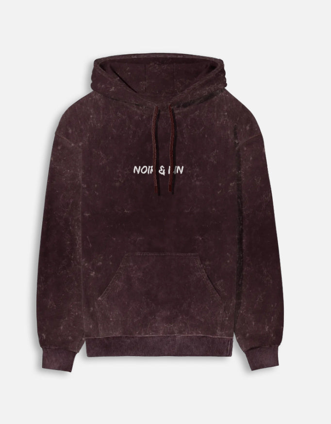 Noir & Lin Classic Acid Washed Hoodie - Maroon | Noir & Lin