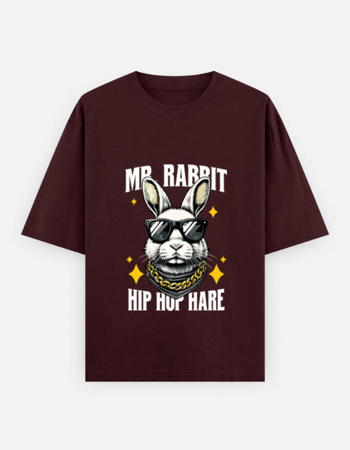 Mr. Rabbit Hip Hop Hare Oversized T-Shirt – Noir & Lin India Maroon