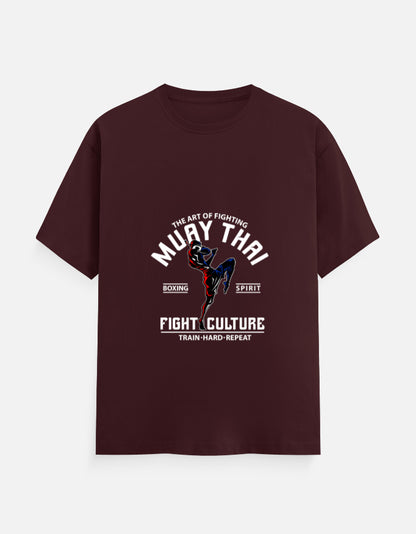 Muay Thai Fight Culture Graphic T-Shirt – Noir & Lin India Maroon
