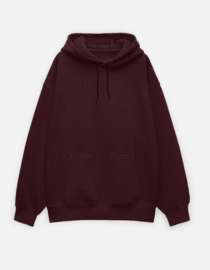 Maroon unisex oversized hoodie, 400 GSM heavyweight cotton fleece | Noir & Lin