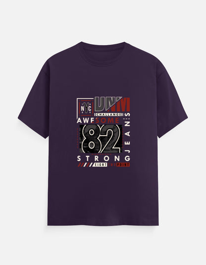 NYC 82 Strong Graphic T‑Shirt – Noir & Lin India Purple
