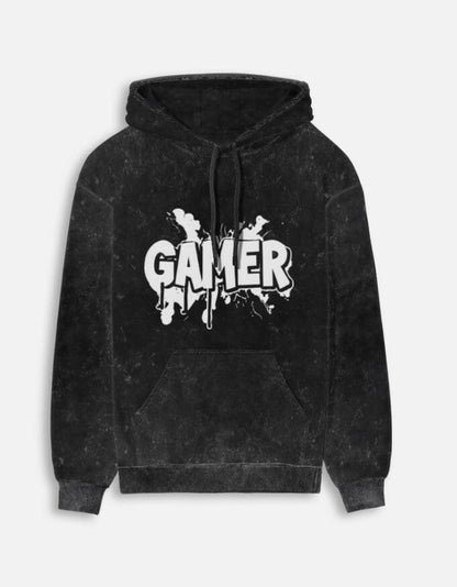 Gamer Acid Washed Hoodie – Noir & Lin India Black