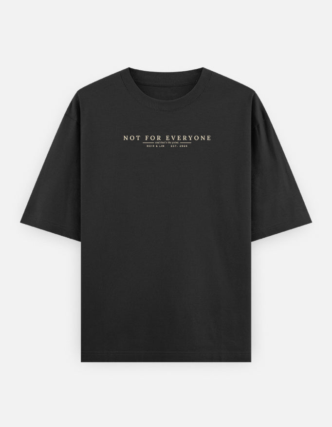 Noir & Lin NOT FOR EVERYONE oversized graphic tee in Black, front view