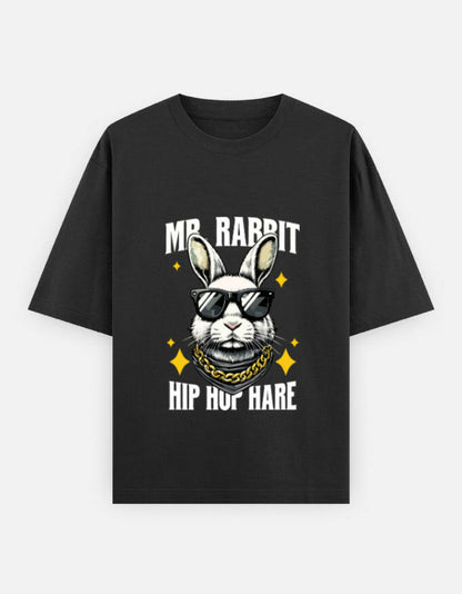 Mr. Rabbit Hip Hop Hare Oversized T-Shirt – Noir & Lin India Black