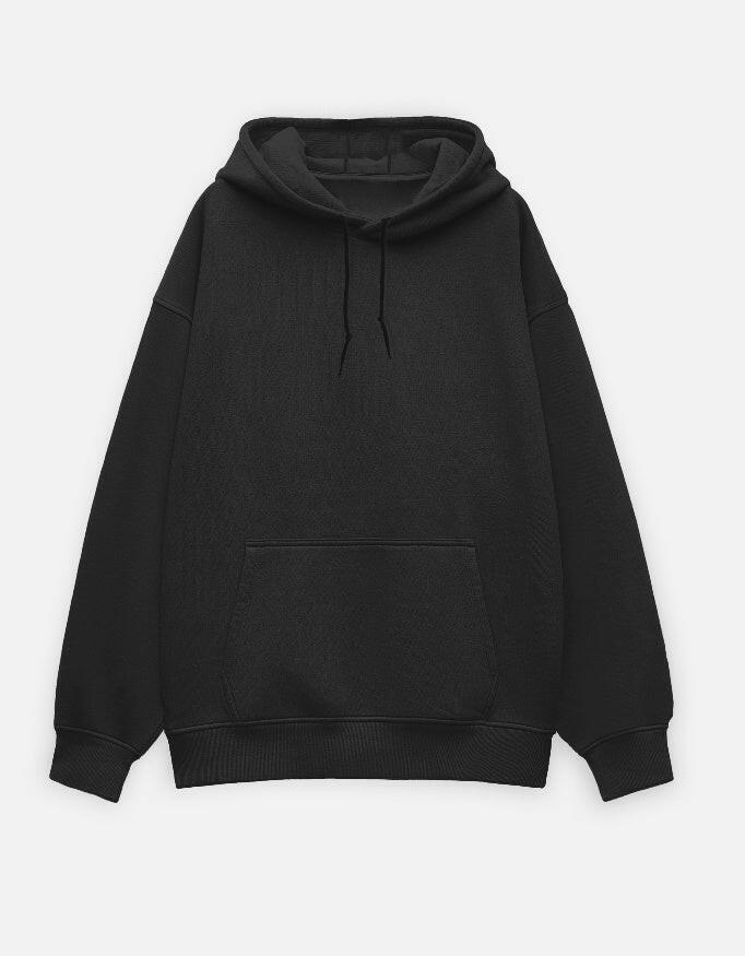 Solid Oversized Hoodie - Black - front view