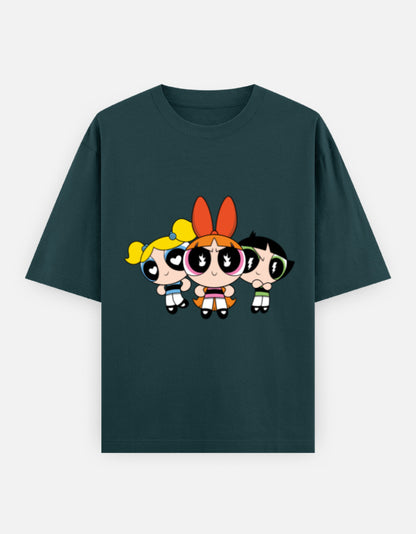 Powerpuff Girls Front & Back Print – Noir & Lin India Petrol Blue