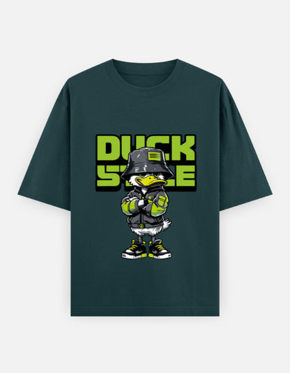 Duck Style Oversized Heavyweight T-Shirt – Noir & Lin India Petrol Blue