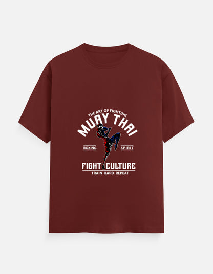 Muay Thai Fight Culture Graphic T-Shirt – Noir & Lin India Brick Red