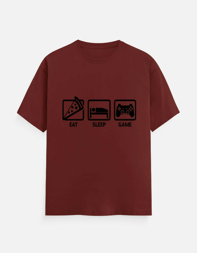 Eat Sleep Game Repeat Tee – Noir & Lin India Brick Red
