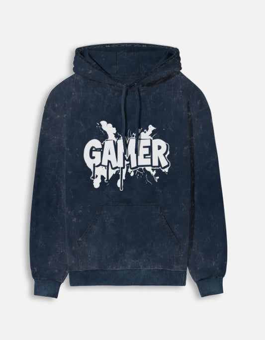 Gamer Acid Washed Hoodie – Noir & Lin India Navy Blue