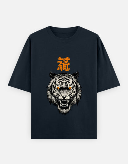 Tiger Spirit Oversized Heavyweight T-Shirt – Noir & Lin India Navy Blue
