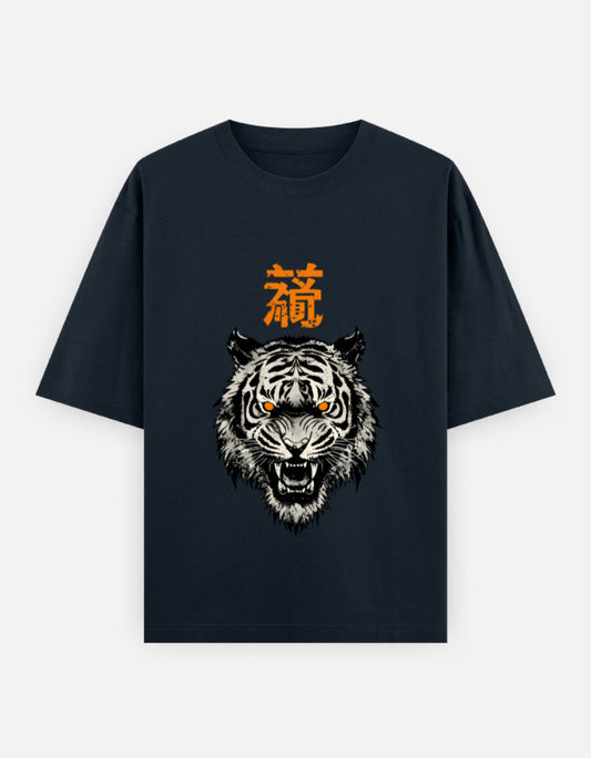 Tiger Spirit Oversized Heavyweight T-Shirt – Noir & Lin India Navy Blue