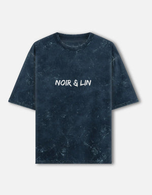 Noir & Lin Signature - Acid-Wash Oversized Tee – Noir & Lin India Navy Blue