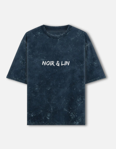 Noir & Lin Signature - Acid-Wash Oversized Tee – Noir & Lin India Navy Blue