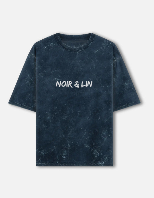 Noir & Lin Signature - Acid-Wash Oversized Tee – Noir & Lin India Navy Blue