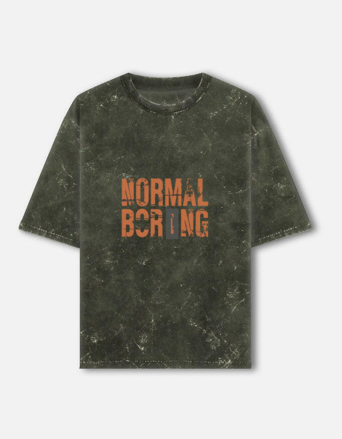 Normal is Boring - Acid-Wash Oversized Tee – Noir & Lin India Olive Green