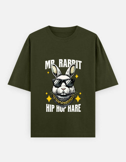 Mr. Rabbit Hip Hop Hare Oversized T-Shirt – Noir & Lin India Olive Green
