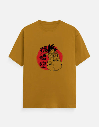 Goku Anime Graphic Crew T-Shirt – Noir & Lin India Mustard Yellow