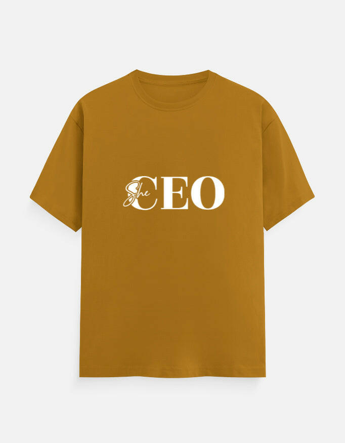 She CEO Classic Crew T-Shirt – Noir & Lin India Mustard Yellow