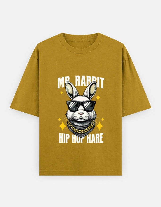 Mr. Rabbit Hip Hop Hare Oversized T-Shirt – Noir & Lin India Mustard Yellow