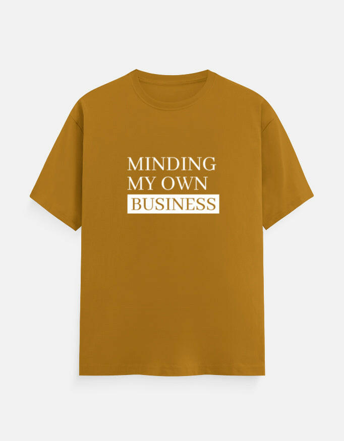 Minding My Own Business Tee – Unisex Regular Fit – Noir & Lin India Mustard Yellow