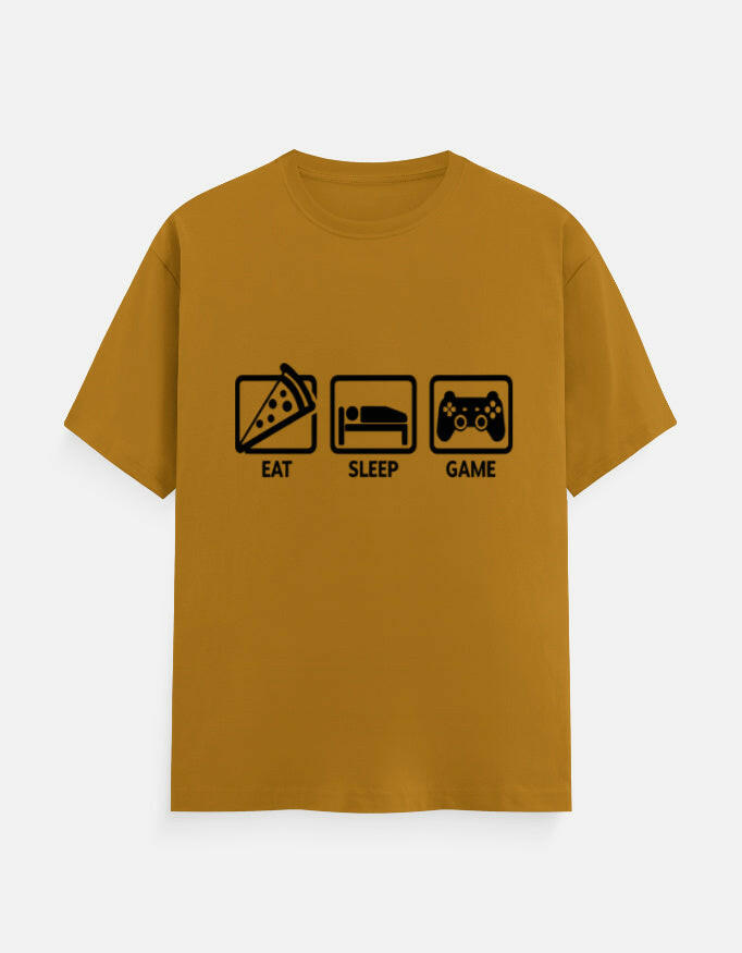 Eat Sleep Game Repeat Tee – Noir & Lin India Mustard Yellow