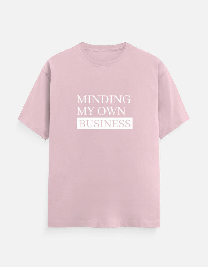Minding My Own Business Tee – Unisex Regular Fit – Noir & Lin India Light Baby Pink