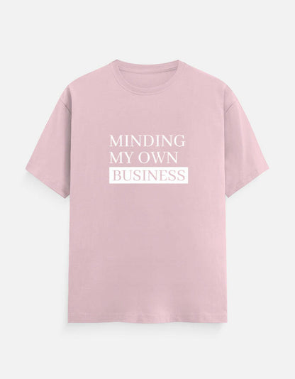 Minding My Own Business Tee – Unisex Regular Fit – Noir & Lin India Light Baby Pink
