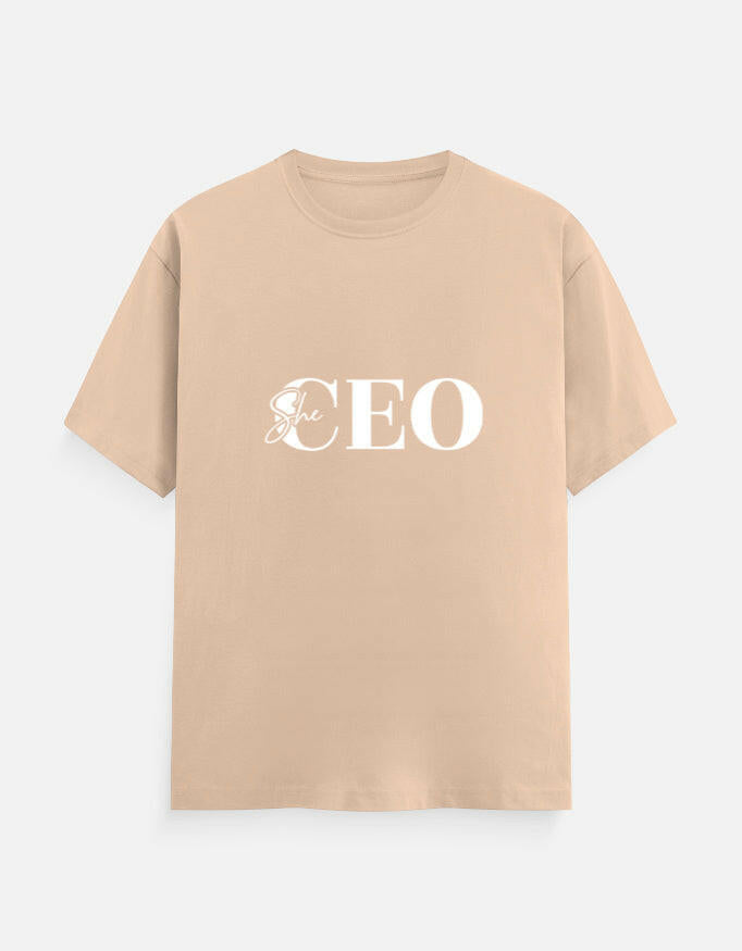 She CEO Classic Crew T-Shirt – Noir & Lin India Peach