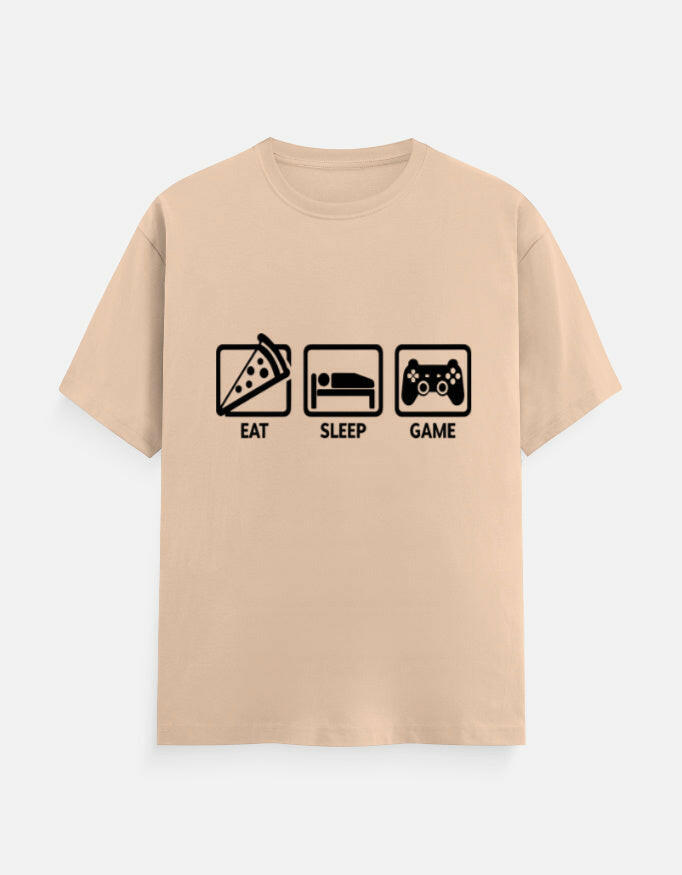 Eat Sleep Game Repeat Tee – Noir & Lin India Peach
