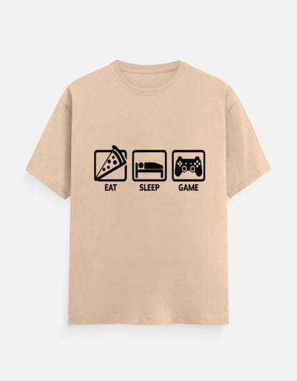 Eat Sleep Game Repeat Tee – Noir & Lin India Peach