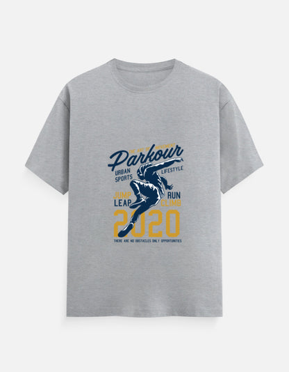Parkour 2020 Graphic T-Shirt – Noir & Lin India Grey Melange