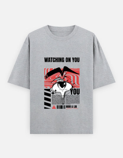 Watching On You Oversized T-Shirt – Noir & Lin India Grey Melange